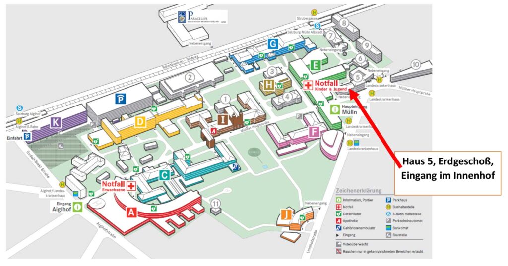 Lageplan zum Betriebsrat Landeskrankenhaus Salzburg